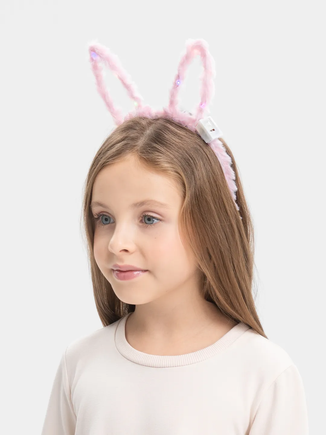Led Işıklı Peluş Tavşan Kulak Taç Pembe 